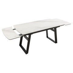 White Extendable Rectangular Porcelain Ceramic Dining Table, Unscratchable Top
