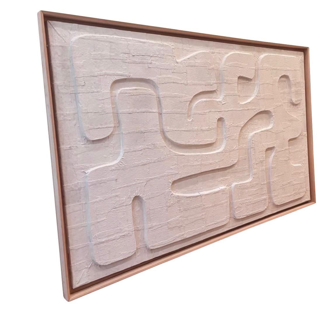 Weißes extra großes abstraktes Kunstwerk aus Gips, Frankreich, zeitgenössisch (Französisch) im Angebot