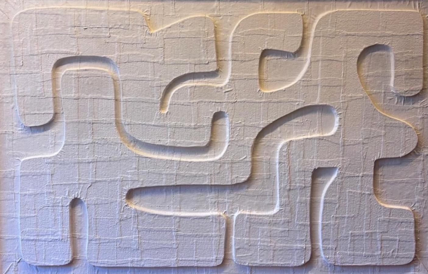 Weißes extra großes abstraktes Kunstwerk aus Gips, Frankreich, zeitgenössisch im Zustand „Neu“ im Angebot in New York, NY