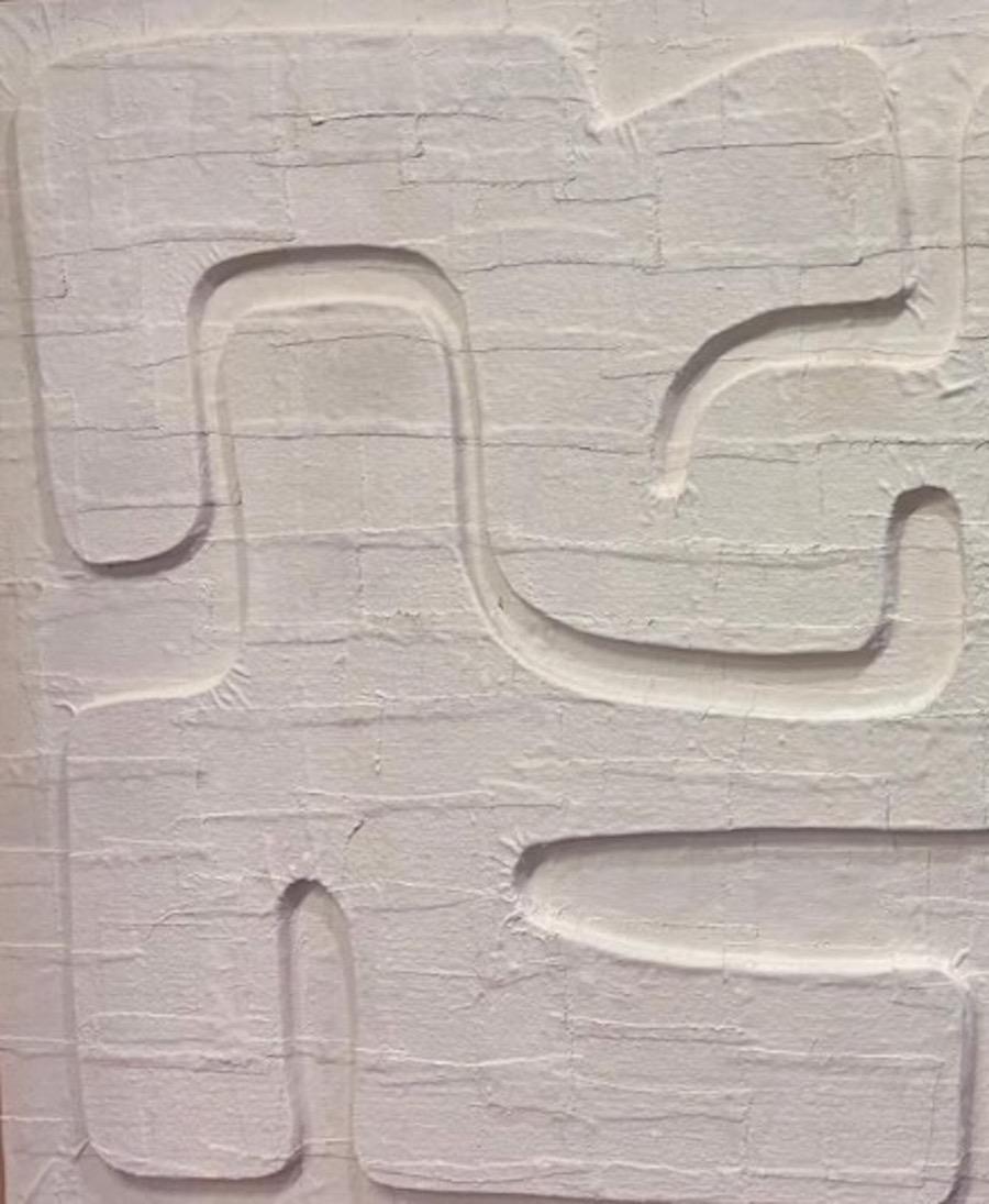 Weißes extra großes abstraktes Kunstwerk aus Gips, Frankreich, zeitgenössisch im Angebot 1