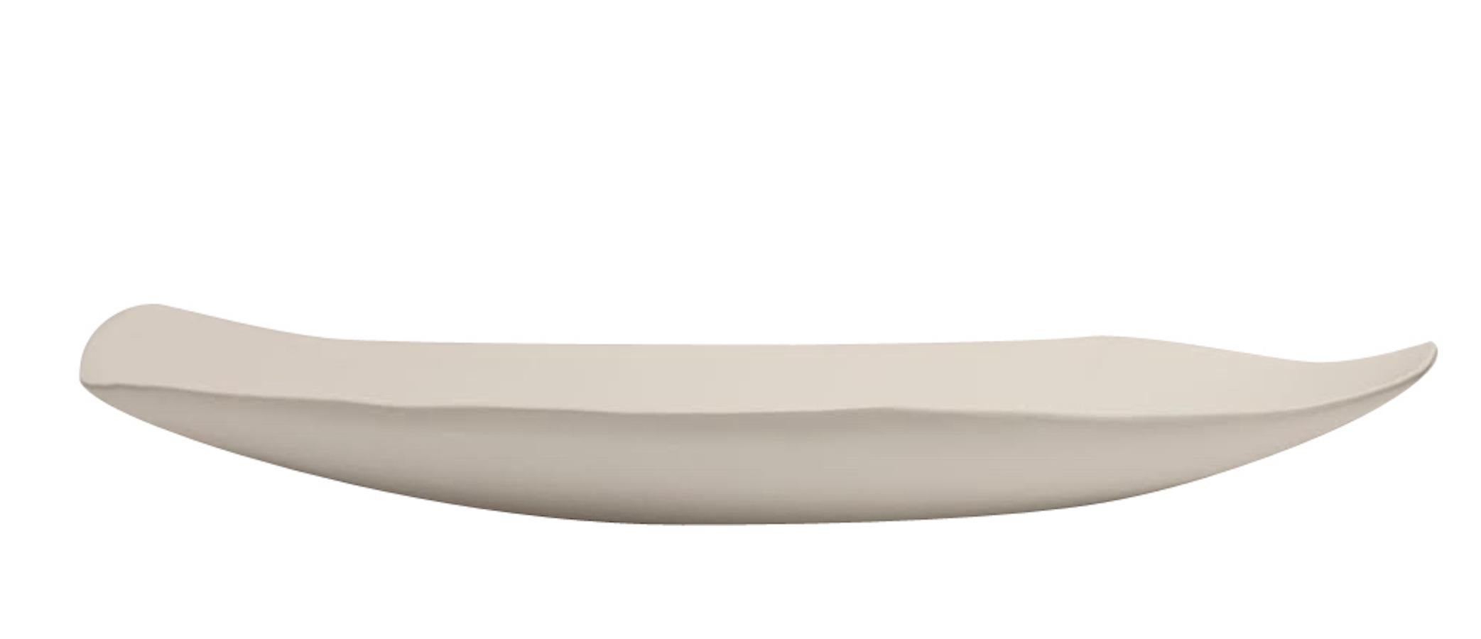 Italian White Extra Large Curved Handmade Bowl, Italy, Contemporary