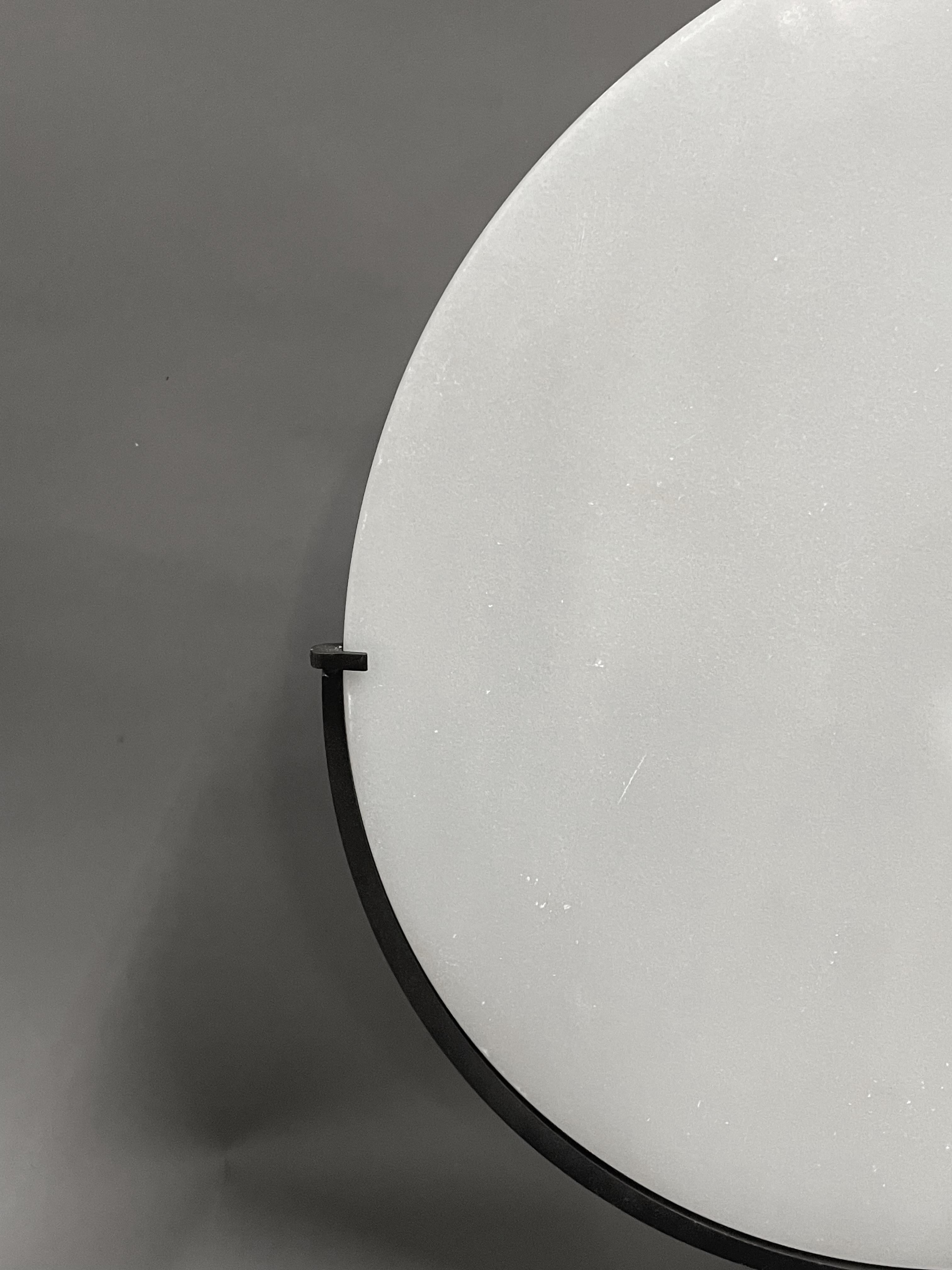 White Extra Large Smooth Jade Disc On Metal Stand, Contemporary, China 3