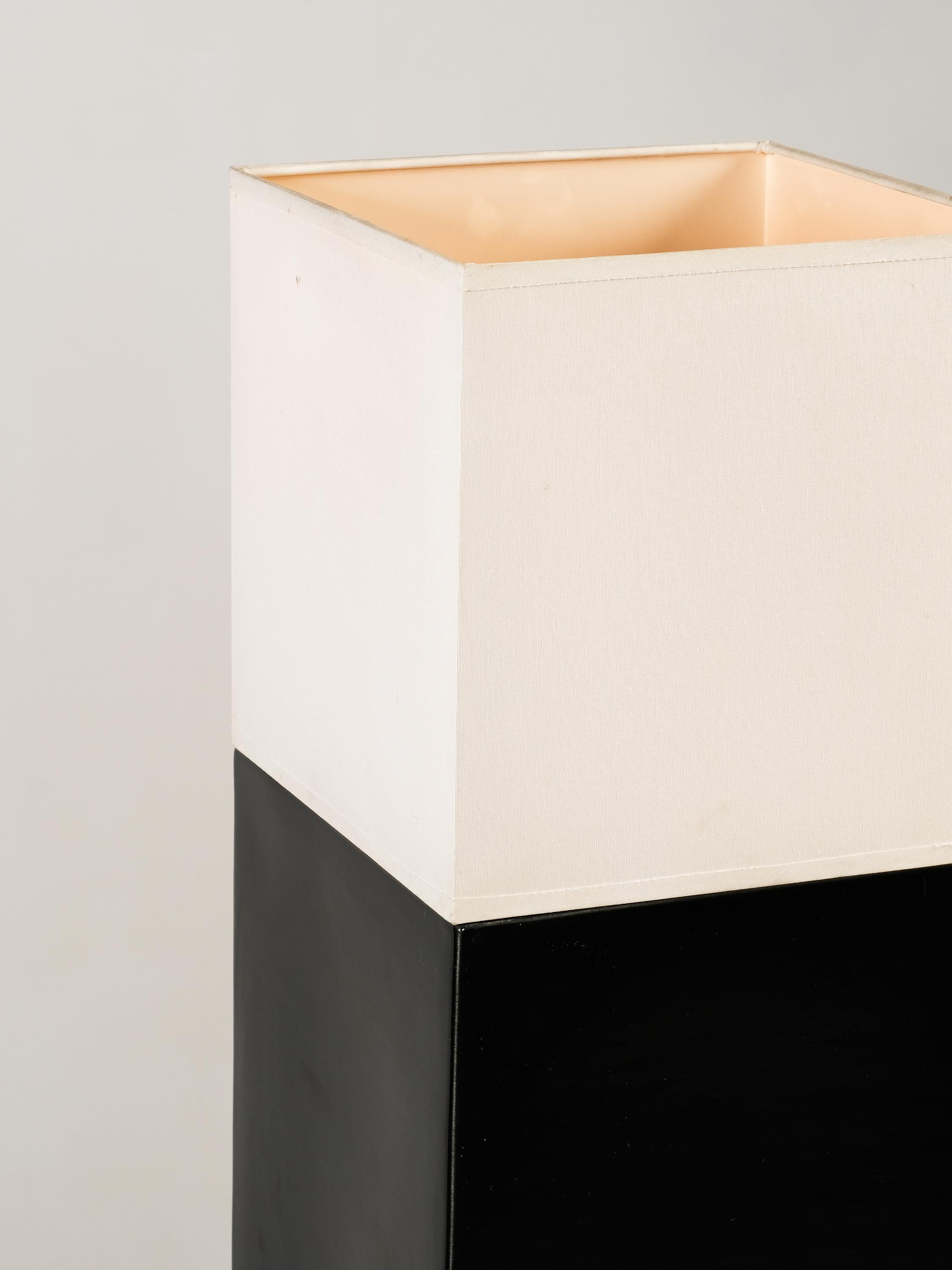 White Fabric & Black Ceramic Lamp by Faïencerie de Charolles, France, 1980s For Sale 3