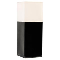 Lampada in tessuto bianco e ceramica nera di Faïencerie de Charolles, Francia, anni '80