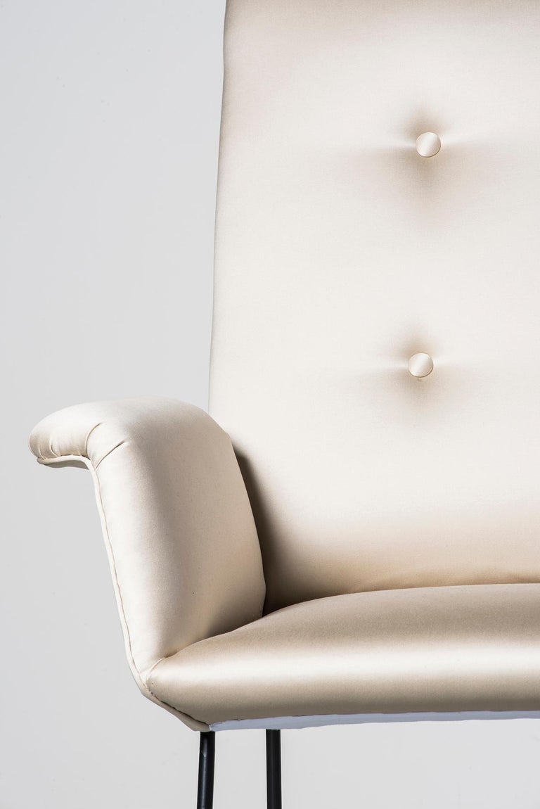 White fabric sofa by Martin Eisler and Carlo Hauner For Sale at 1stDibs