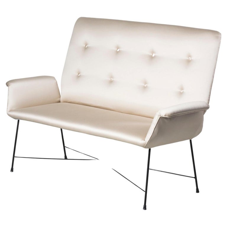 White fabric sofa by Martin Eisler and Carlo Hauner For Sale at 1stDibs