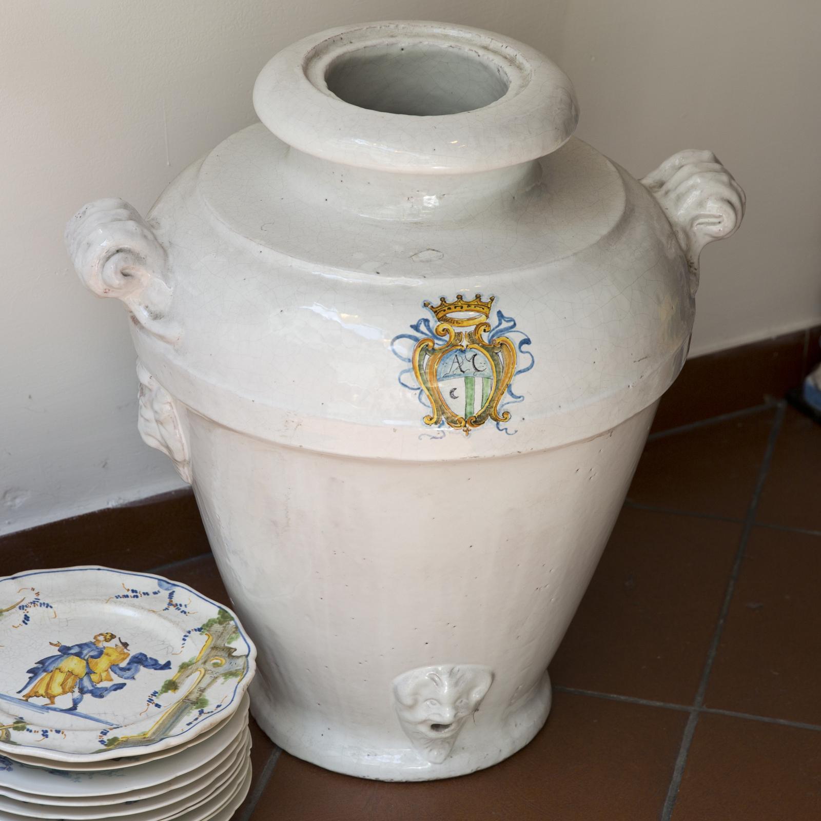 Italian White Faenza Ceramic Vase by Manetti e Masini