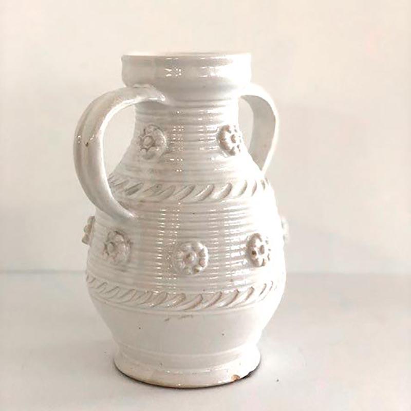 White Faience Malicorne Earthenware Vase In Good Condition For Sale In New York, NY