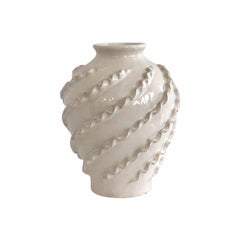 White Faience Malicorne Earthenware Vase
