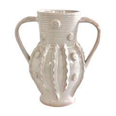 White Faience Malicorne Earthenware Vase