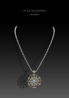 White & Fancy Coloured Diamond Constellation Necklace Set in 18K White Gold