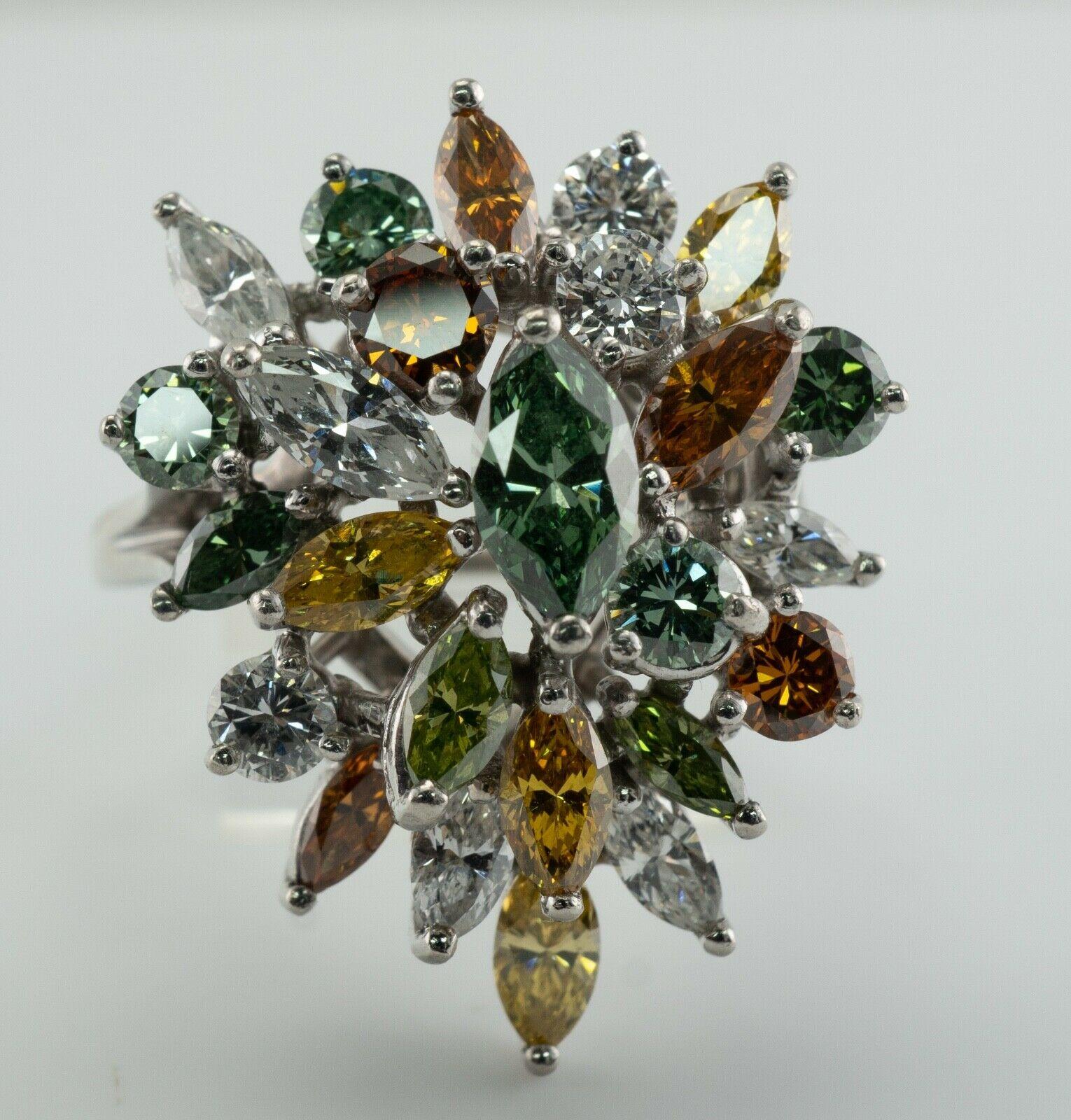 Platin-Cocktail-Cluster in Weiß mit weißem und ausgefallenem Diamantring 4,00 TDW im Angebot 5