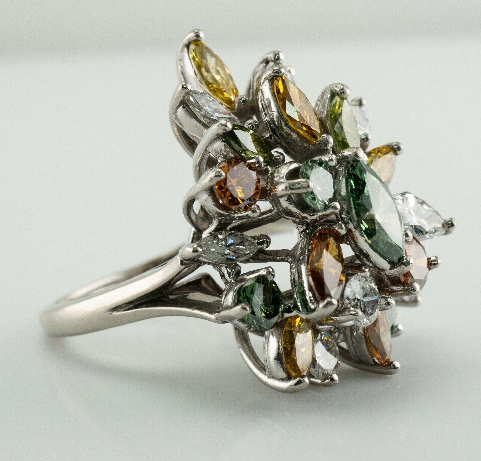 Platin-Cocktail-Cluster in Weiß mit weißem und ausgefallenem Diamantring 4,00 TDW im Angebot 2