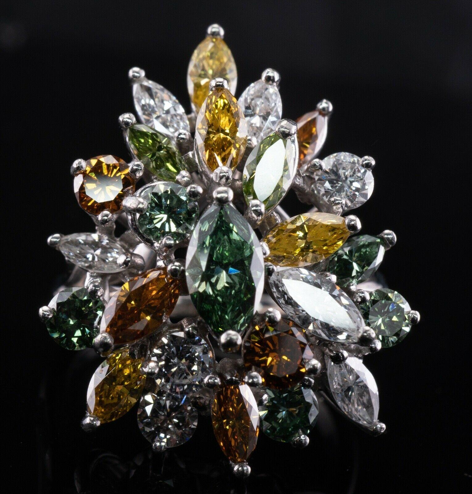 Platin-Cocktail-Cluster in Weiß mit weißem und ausgefallenem Diamantring 4,00 TDW im Angebot 3