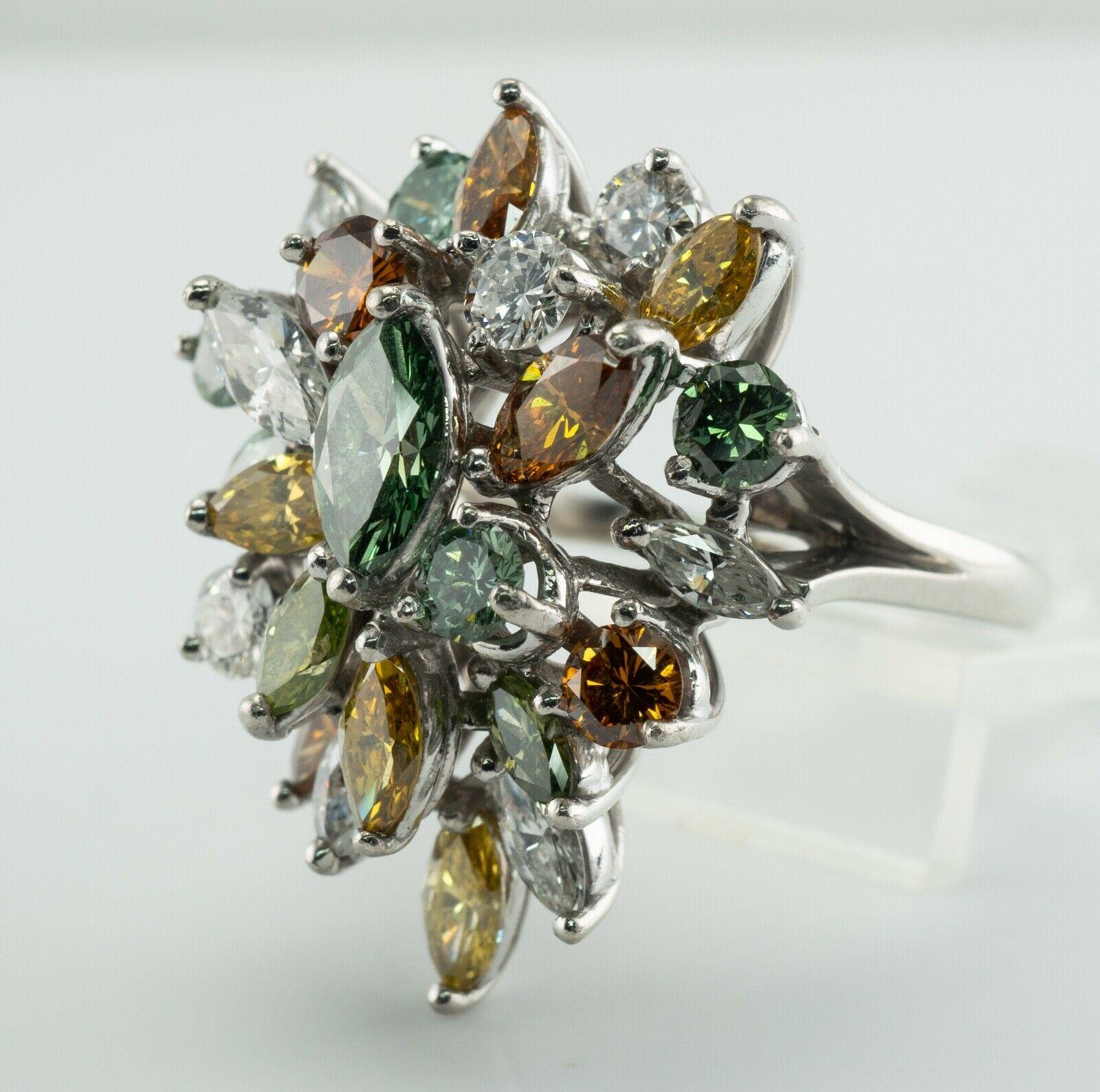 Platin-Cocktail-Cluster in Weiß mit weißem und ausgefallenem Diamantring 4,00 TDW im Angebot 4