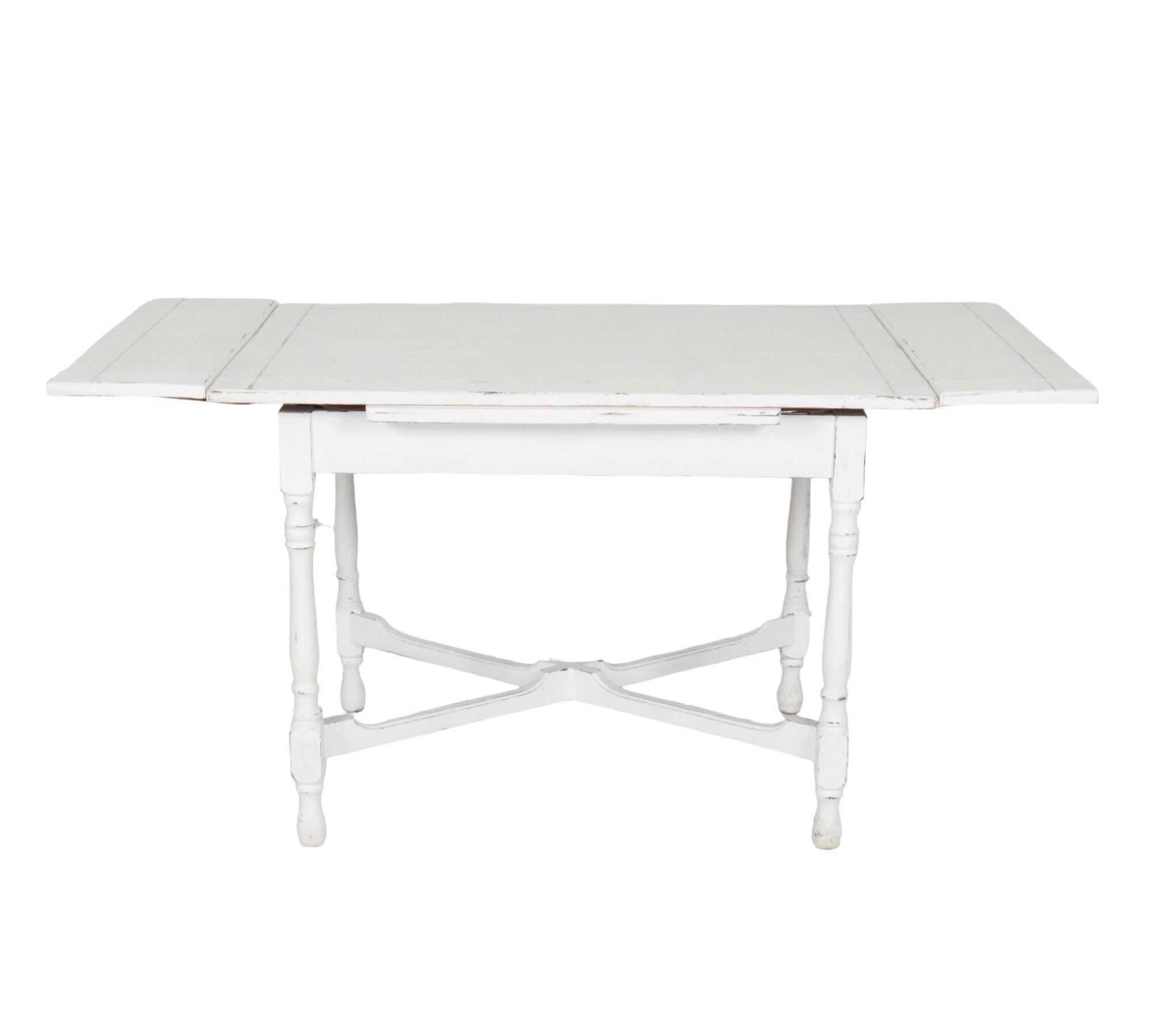 White Farmhouse Table with Four Chairs For Sale 1