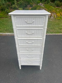 White Faux Bamboo Highboy Chest of drawers by Dixie