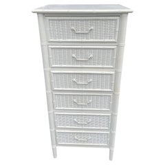 White Faux Bamboo Highboy Chest of drawers by Dixie