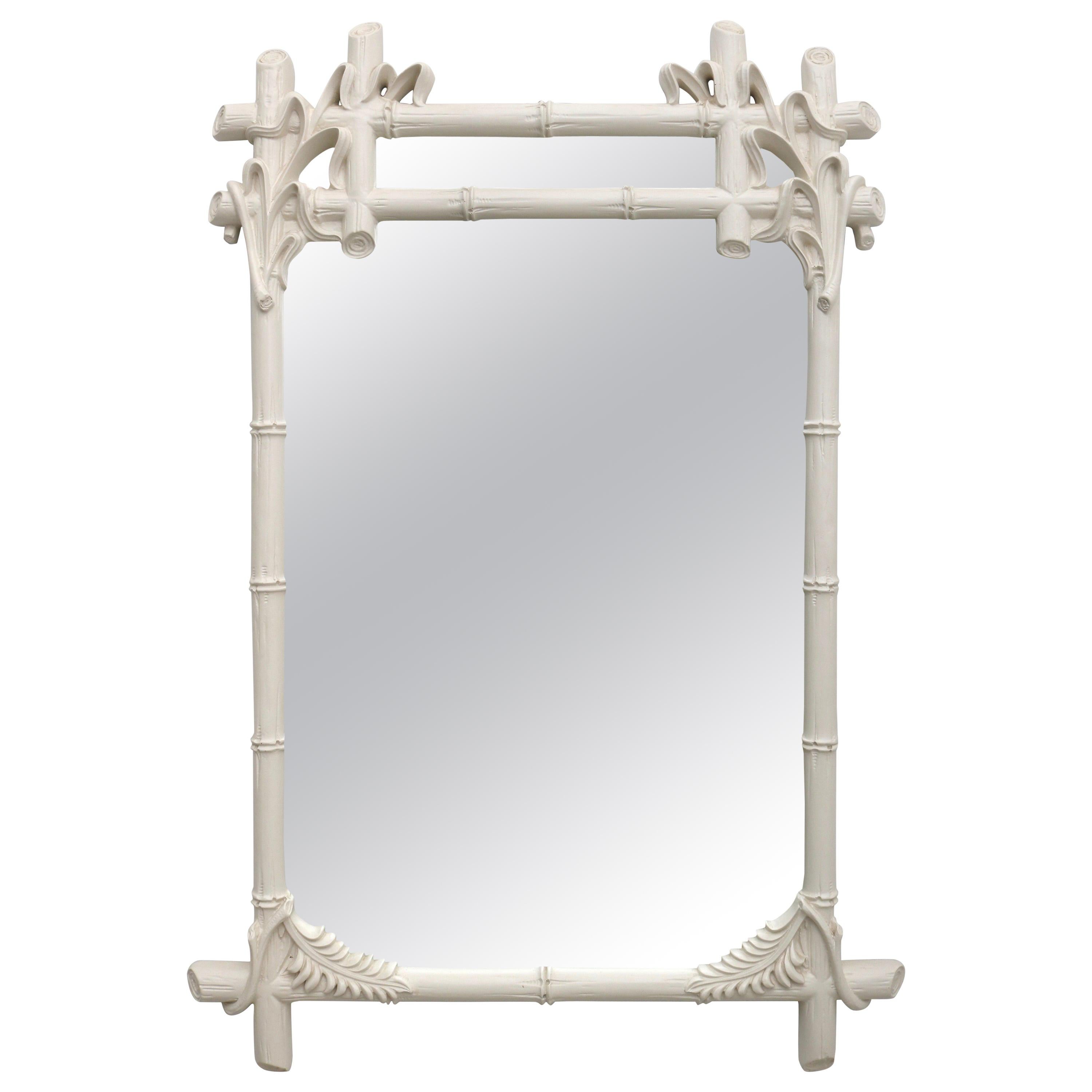 White Faux Bamboo Mirror by Gampel-Stoll