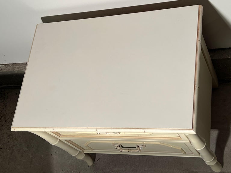 White Faux Bamboo Nightstand For Sale at 1stDibs