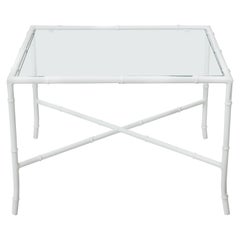 White Faux Bamboo Powder Coated Side Table