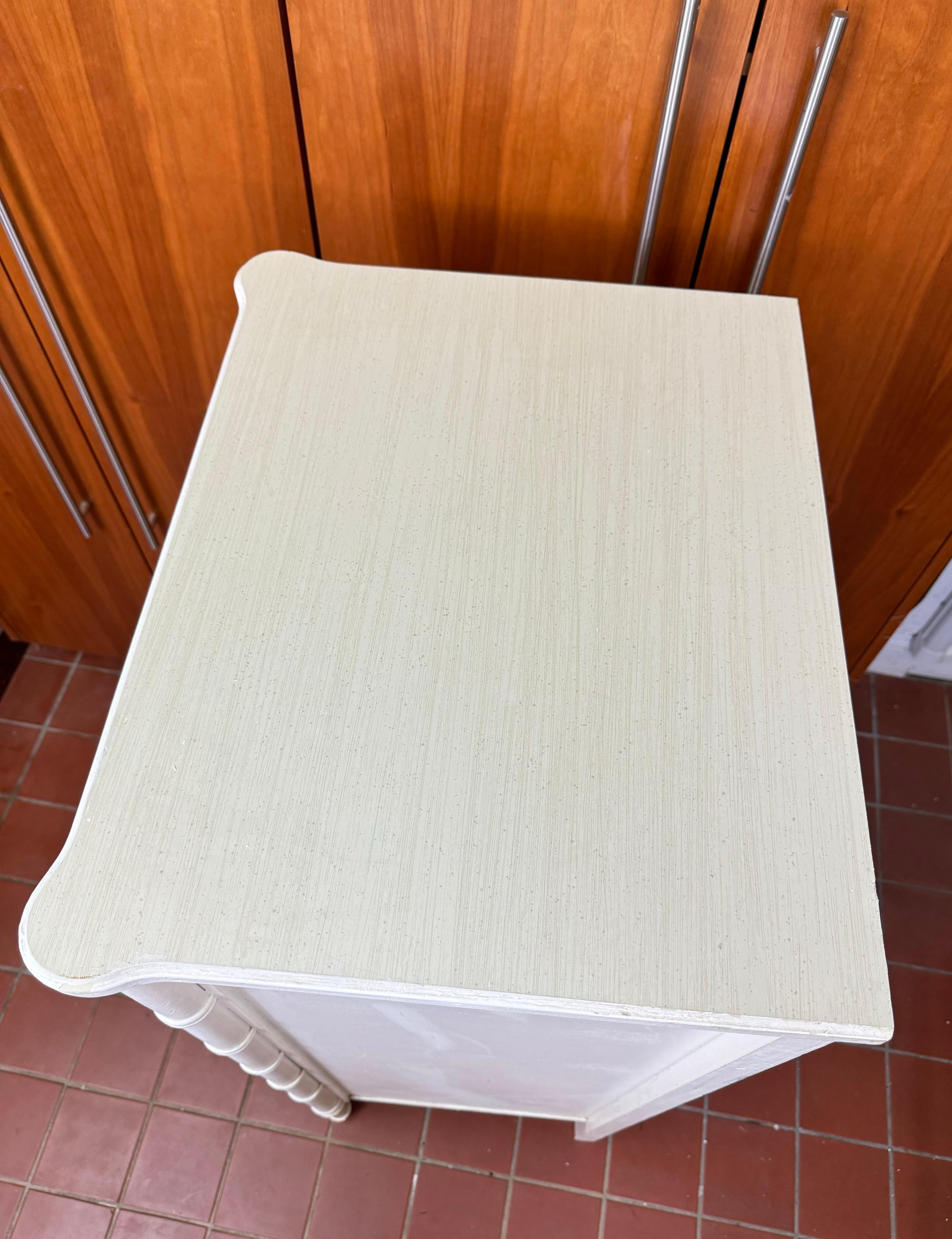 White Faux Bamboo Six Drawer Dresser 9