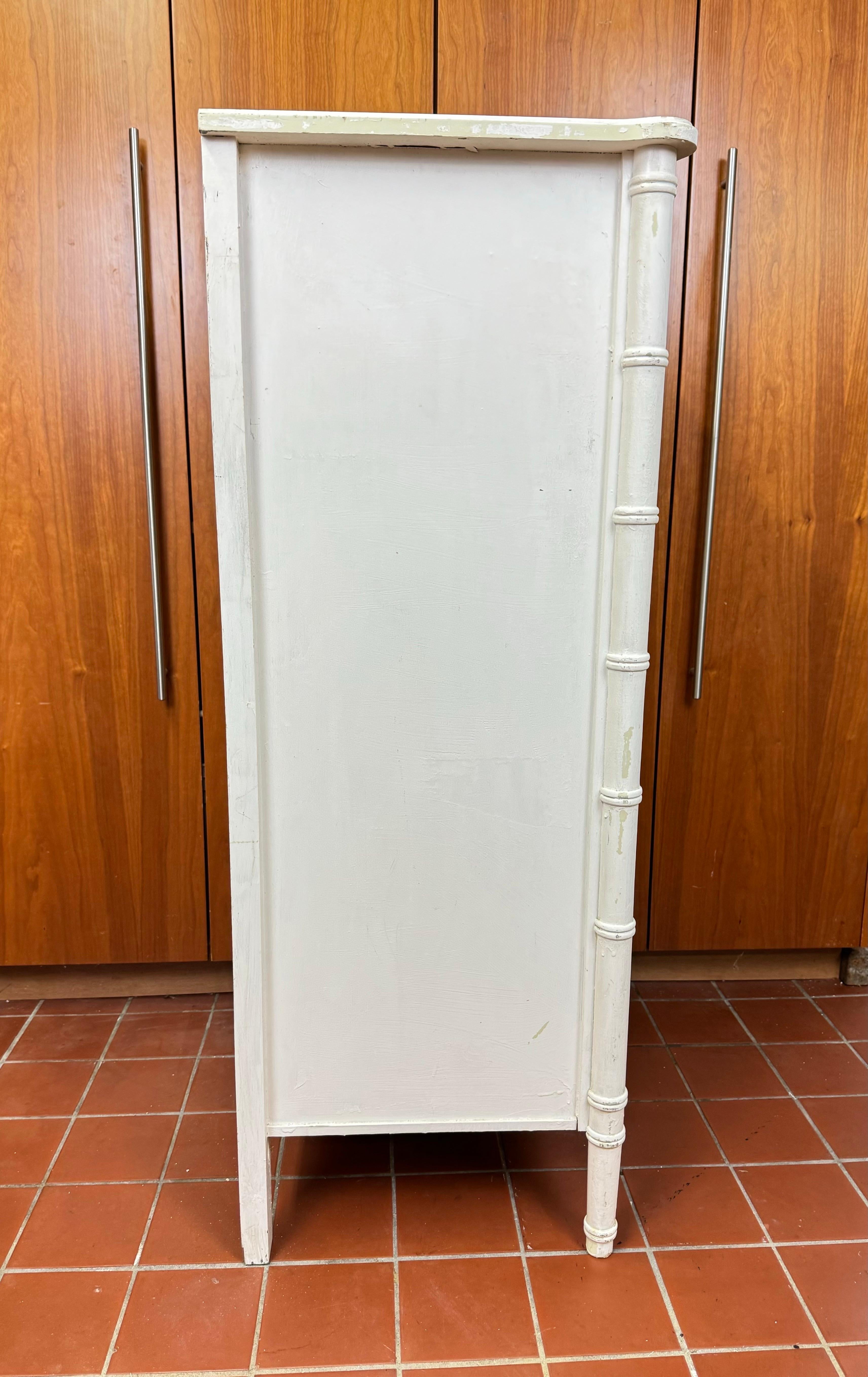 White Faux Bamboo Six Drawer Dresser 12