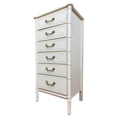 White Faux Bamboo Six Drawer Dresser