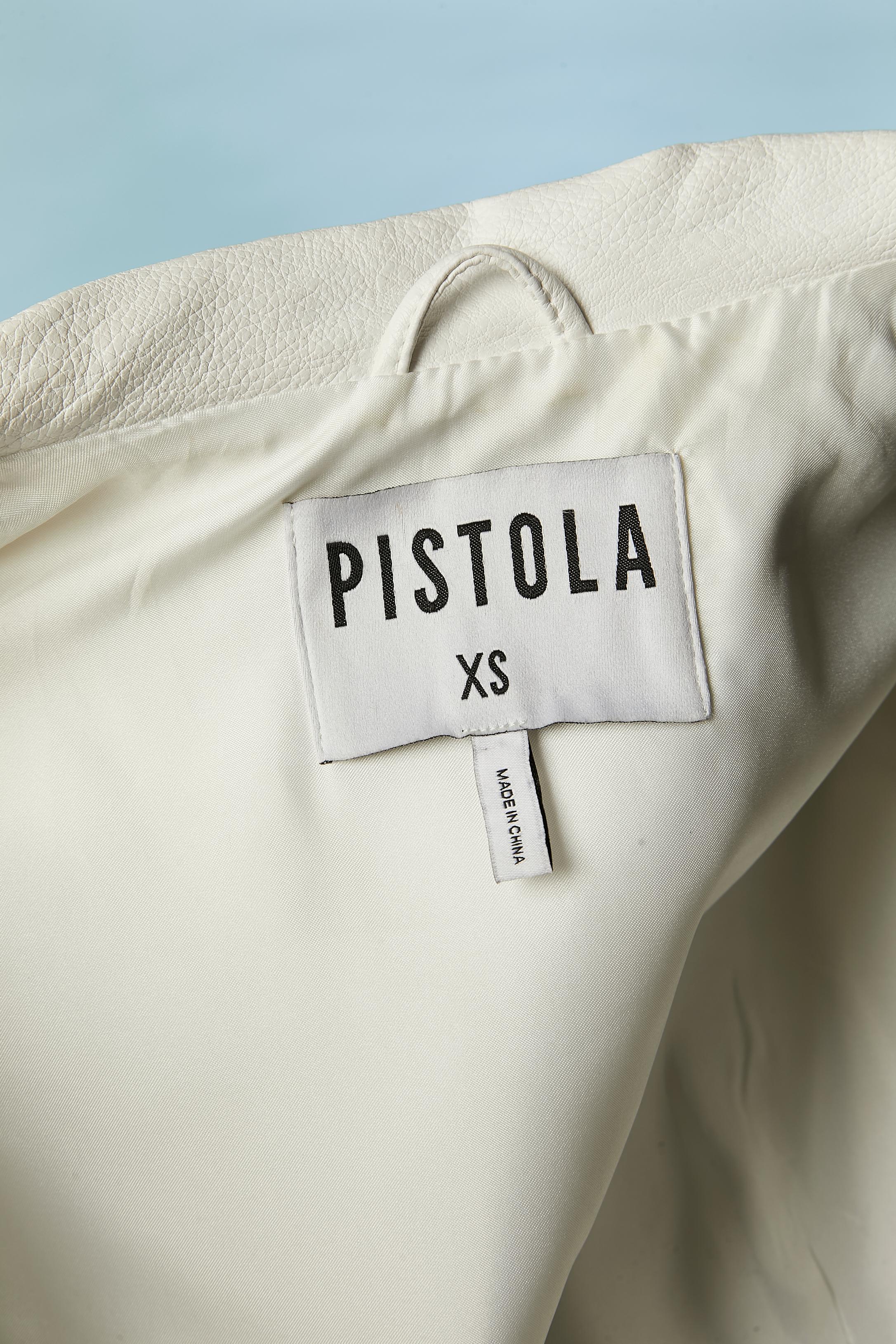 White faux leather biker jacket PISTOLA For Sale 2