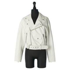 White faux leather biker jacket PISTOLA