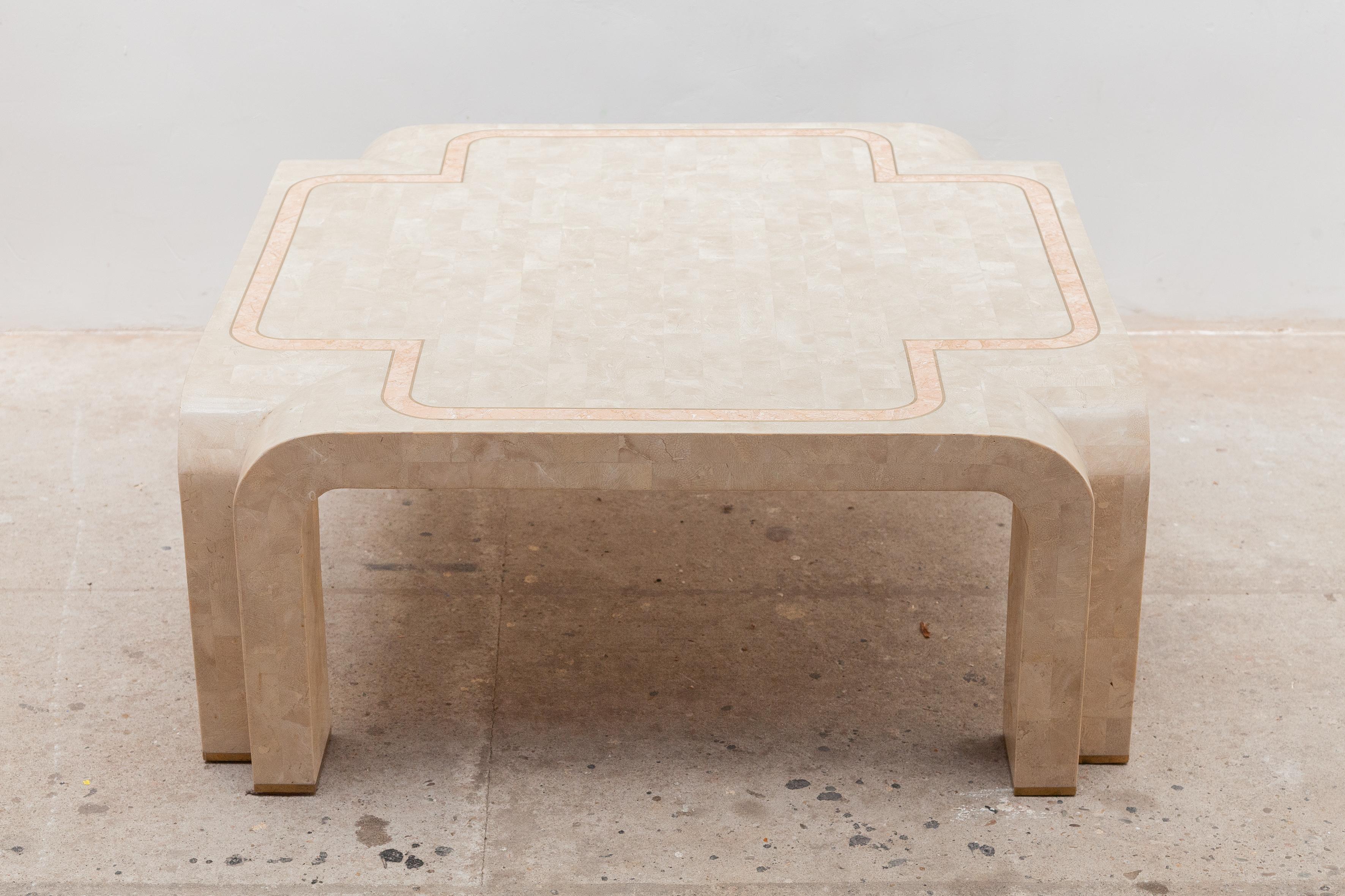 White Faux Marble Geometric Square Coffee Table Italy, 1980s In Good Condition In Antwerp, BE