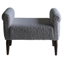 White Faux Shearling Ottoman, 1960s
