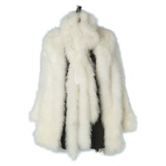 Vintage White feather edge to edge coat with detachable collar Circa 1980's