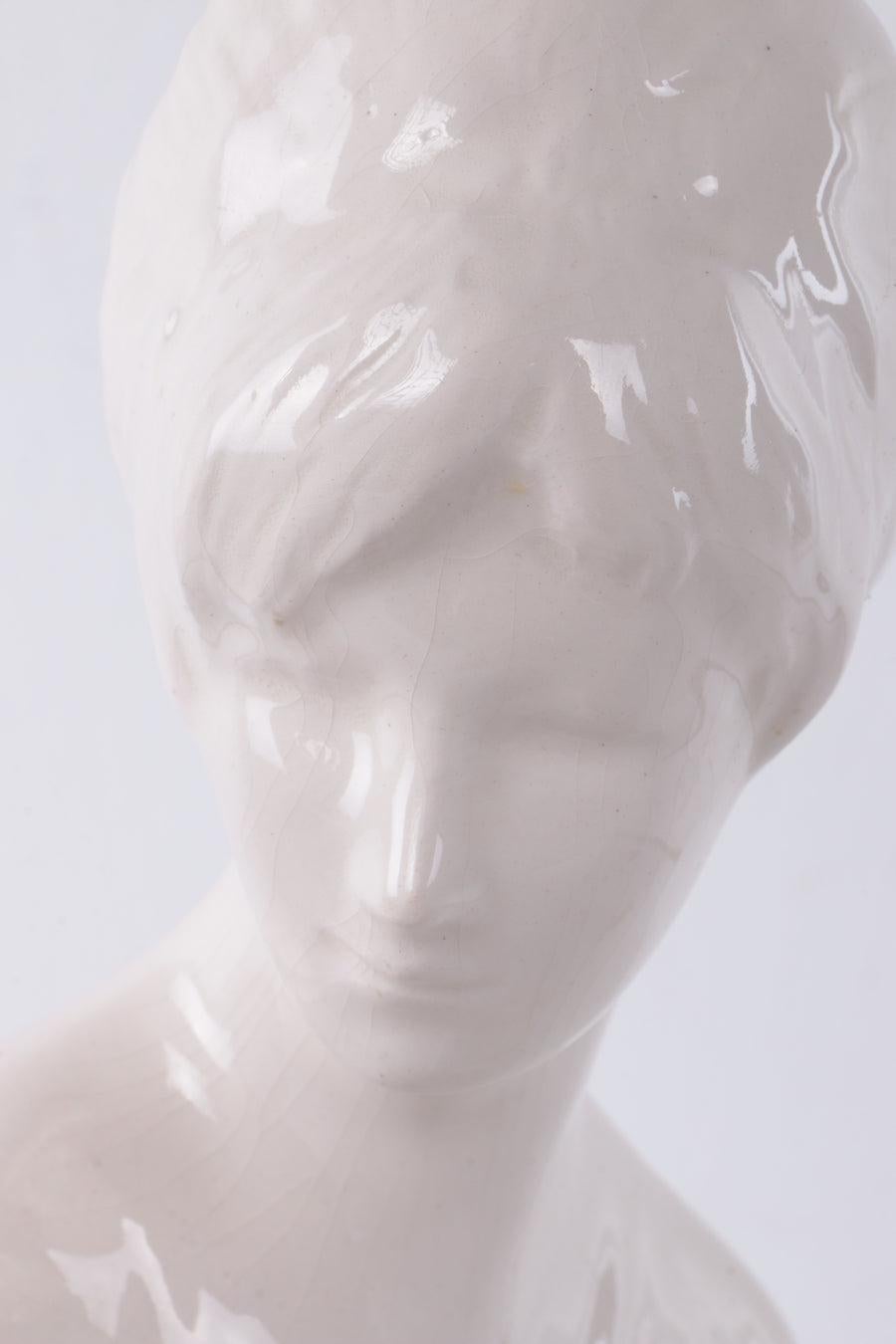 German White Female Statue of Ceramic, 1960 For Sale