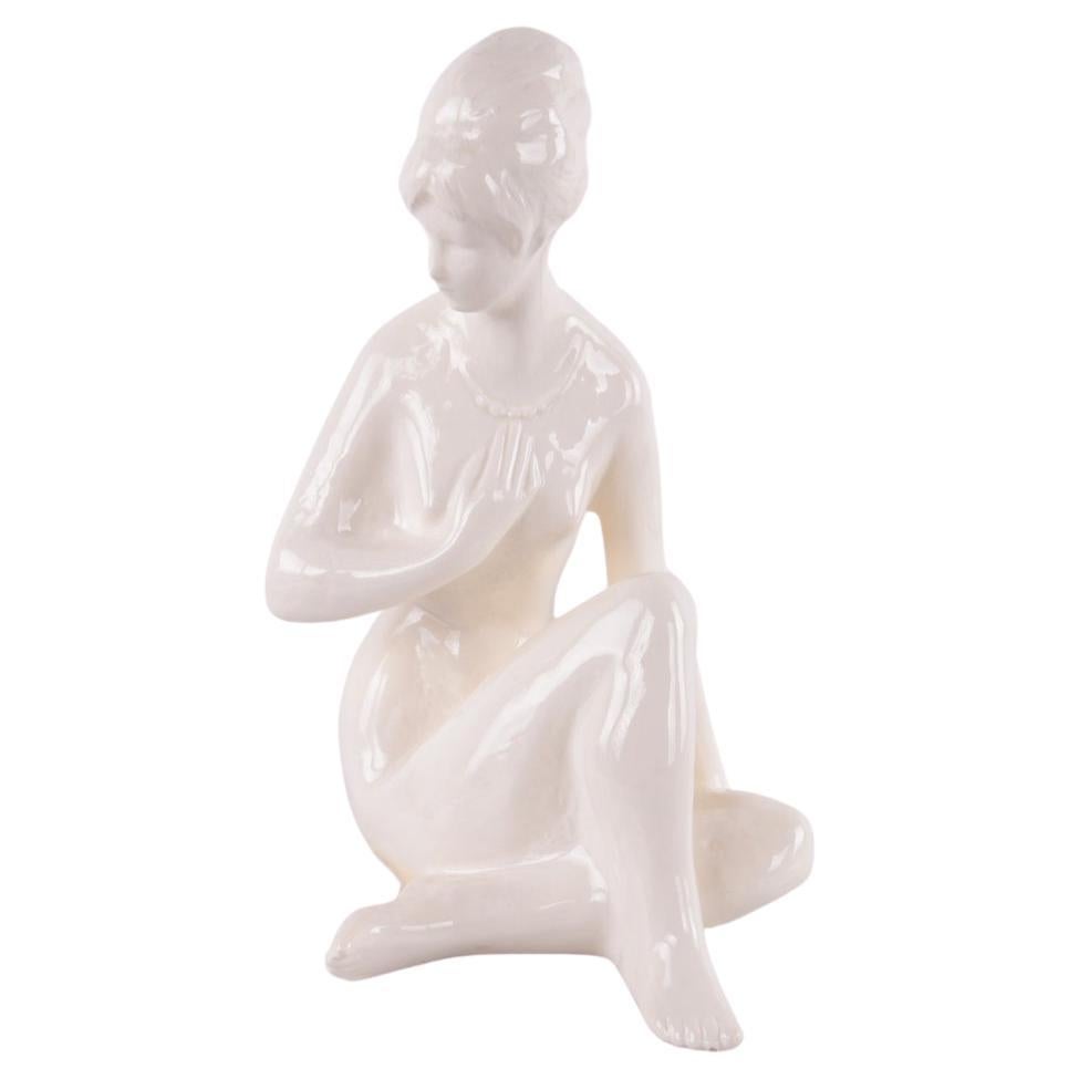 White Female Statue of Ceramic, 1960 For Sale
