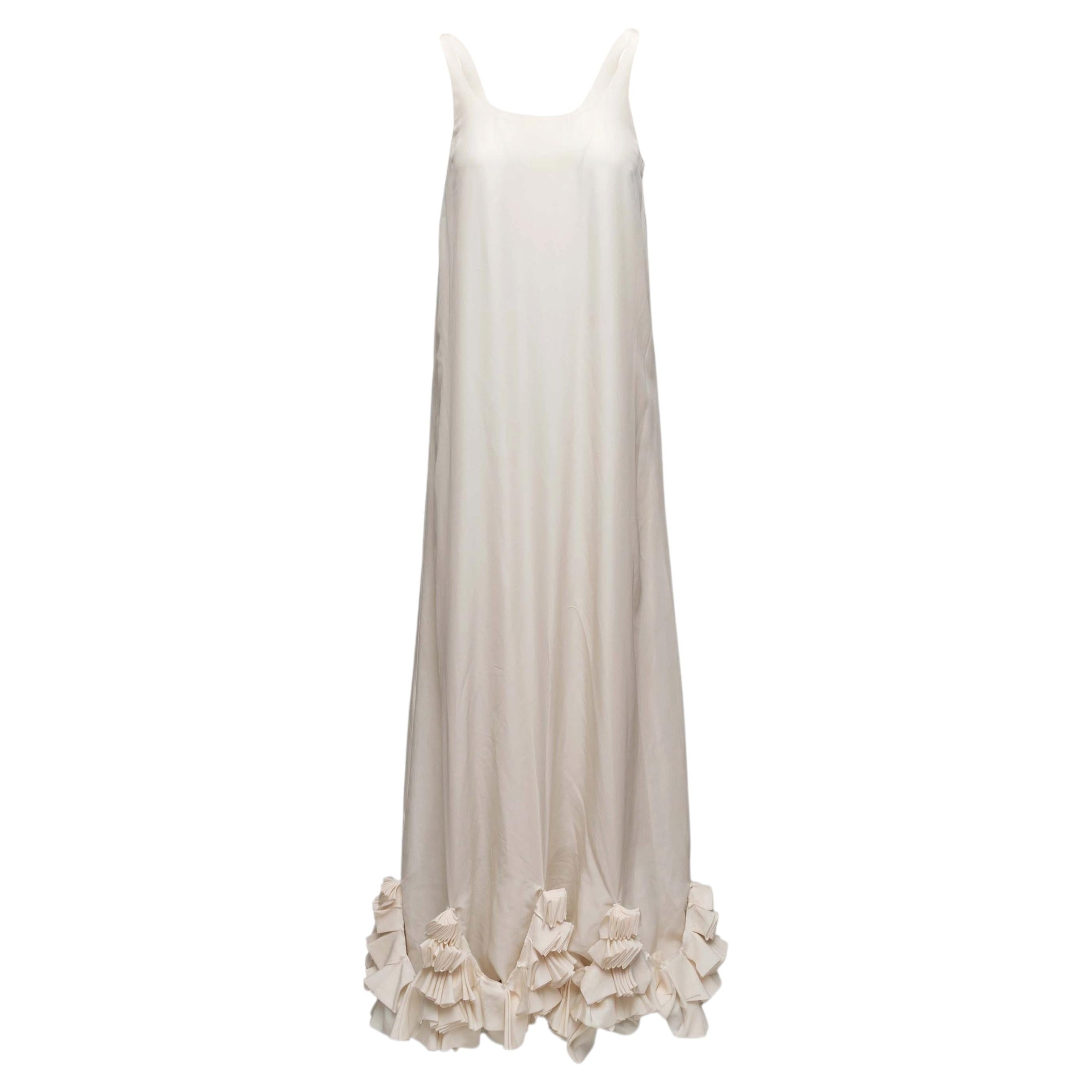 Robe sans manches en soie blanche Fendi, taille IT 40