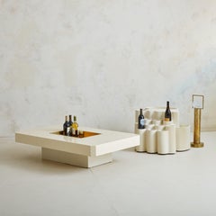 White Fiberglass Planter or Bar Cart on Wheels in the Style of Joe Colombo