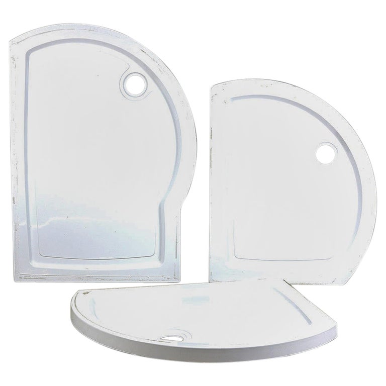White Fibreglass Shaped Shower Trays, 20th Century For Sale at 1stDibs
