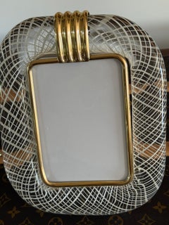 Marco de fotos de cristal de Murano Filigrana blanco