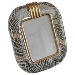 Marco de fotos de cristal de Murano Filigrana blanco