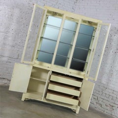 White Fine Furniture Asian Ming Chinoiserie Style off White Lacquer Display Chin