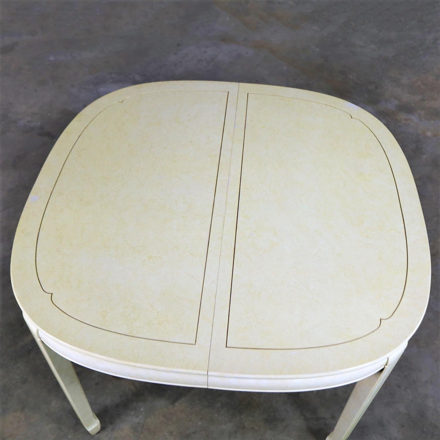 American White Fine Furniture Asian Ming Chinoiserie Style off White Lacquer Oval Dining