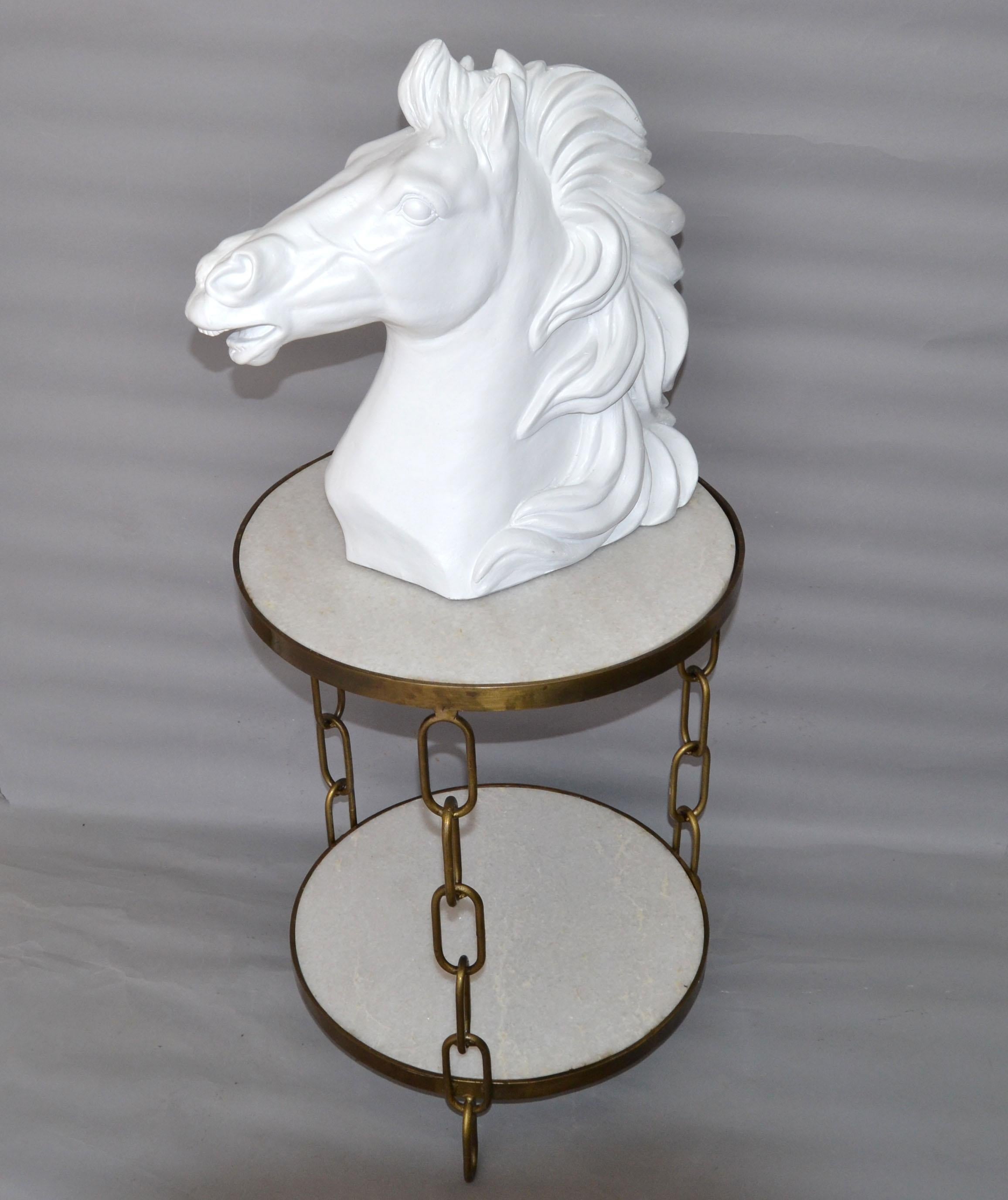 Sculpture de tête de cheval en céramique à finition blanche, mi-siècle moderne en vente 3