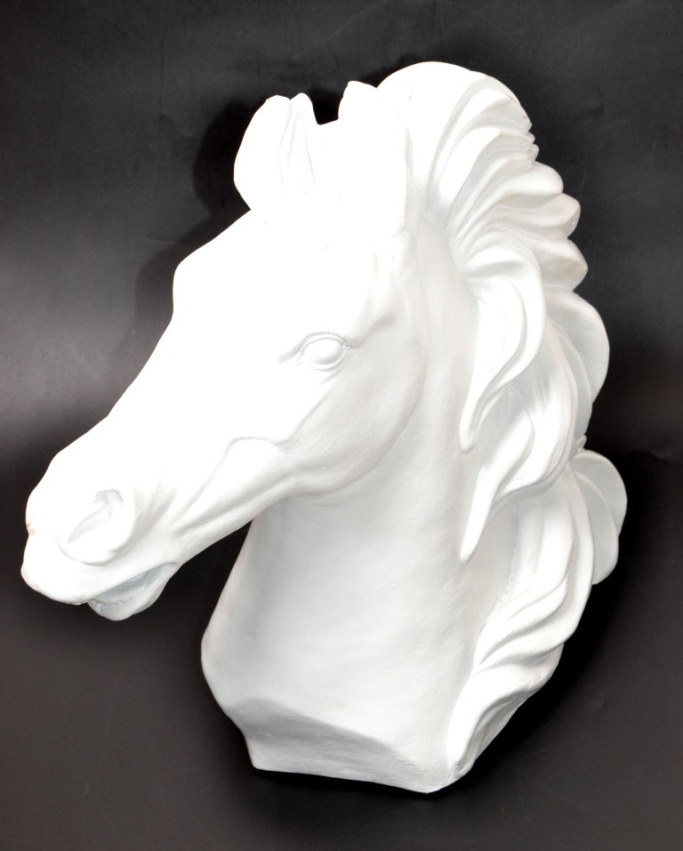 White Finish Ceramic Horse Head Sculpture Mid-Century Modern For Sale 6