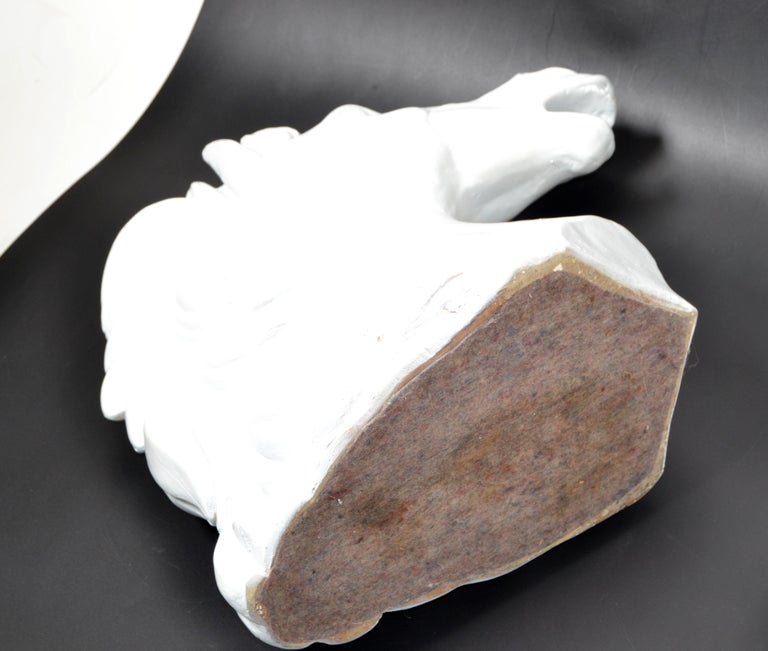 White Finish Ceramic Horse Head Sculpture Mid-Century Modern For Sale 7