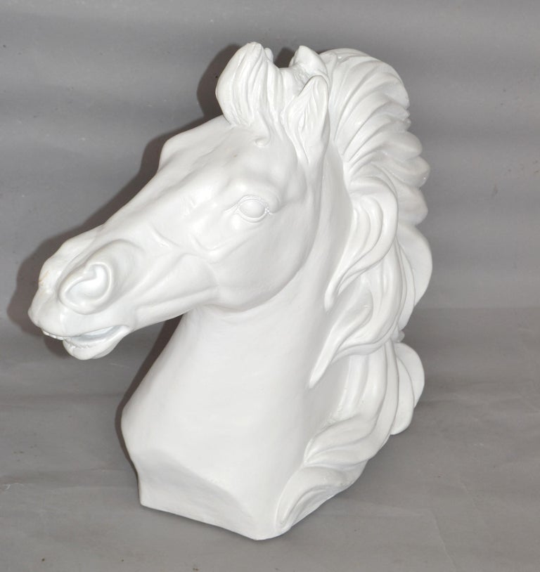 White Finish Ceramic Horse Head Sculpture Mid-Century Modern For Sale 8