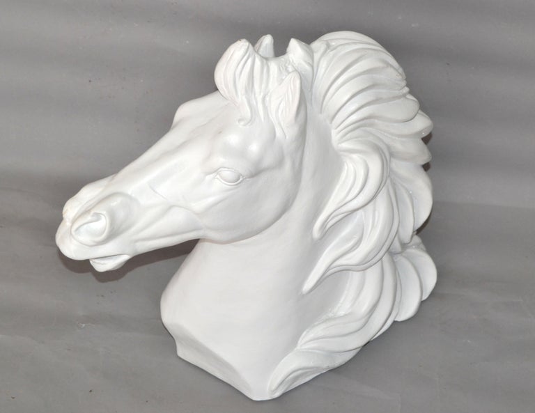 American White Finish Ceramic Horse Head Sculpture Mid-Century Modern For Sale