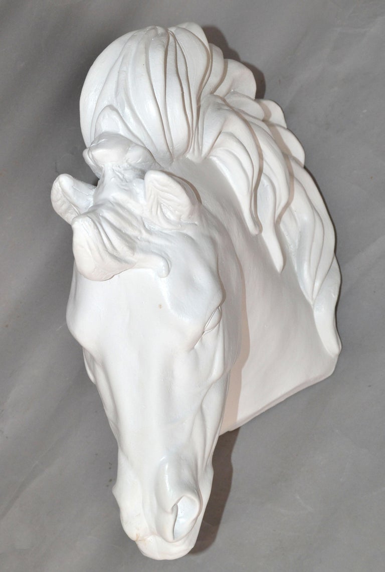 20th Century White Finish Ceramic Horse Head Sculpture Mid-Century Modern For Sale