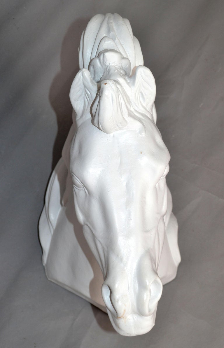 White Finish Ceramic Horse Head Sculpture Mid-Century Modern For Sale 3