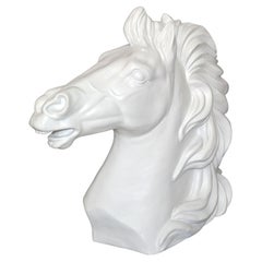 White Finish Ceramic Horse Head Sculpture Mid-Century Modern